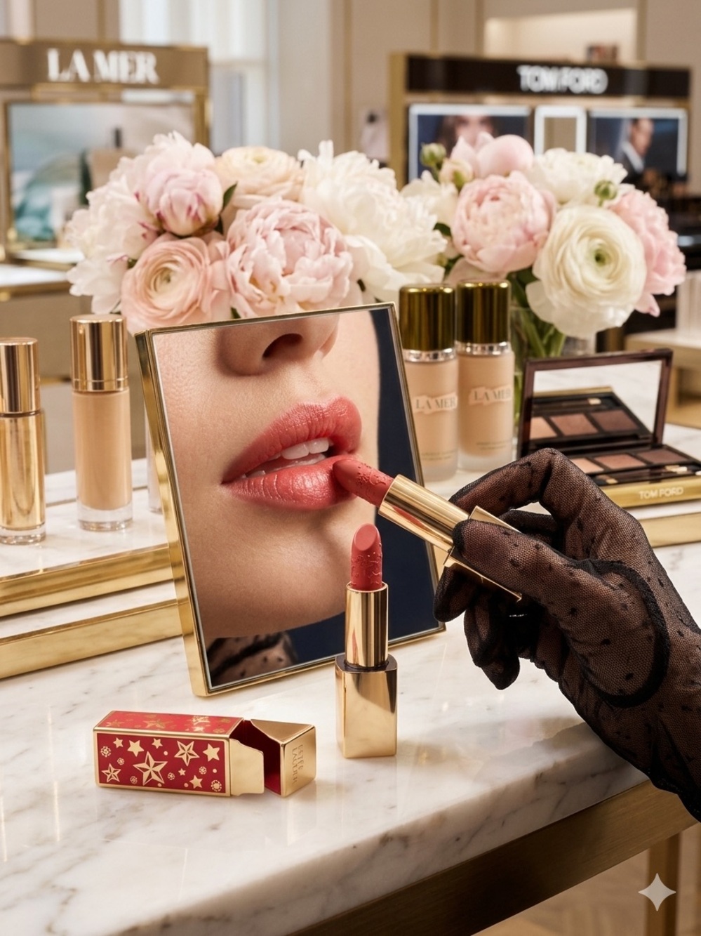 Estee Lauder Rosy Coral Lipstick in Gold Tube